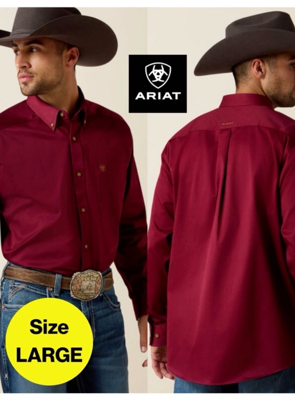 Ariat Men's Burgundy Button-Up Shirt